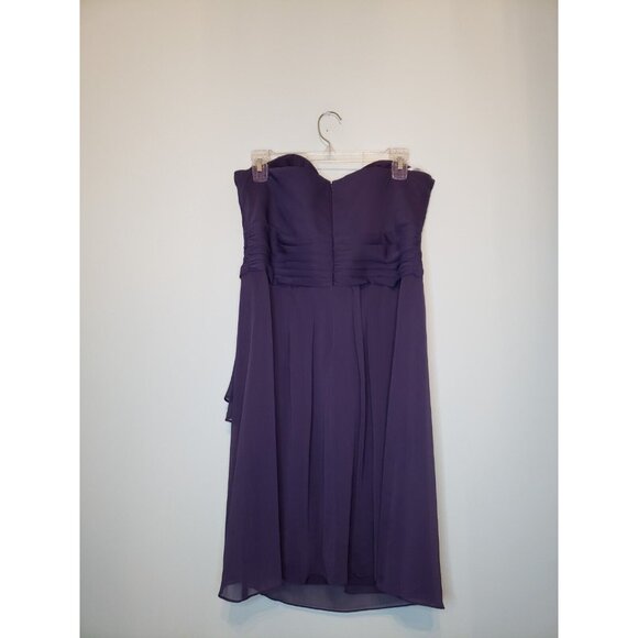 David's Bridal Womens 12 Short Dress Prom Semi Formal Purple Ruffle F14847 - Picture 2 of 5